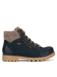 Remonte Botki D7478-14 Niebieski. Niebieskie botki damskie Remonte, bez wzorów, z nubiku, bez obcasa, na płaskiej podeszwie, bez zapięcia. Za 335.99 zł.