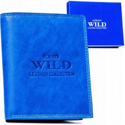 Portfel skórzany Always Wild AW-N890-MAL niebieski. Niebieskie portfele męskie Always Wild, bez wzorów, ze skóry. Za 45.00 zł.