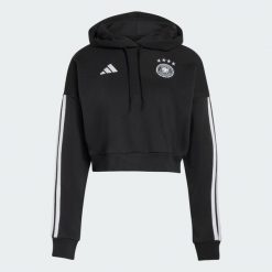 Bluza z kapturem Niemcy DNA. Czarne bluzy damskie Adidas, l, bez wzorów, z bawełny, eleganckie, bez ramiączek, z kapturem. Za 259.00 zł.