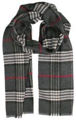 Szalik Miękki, Szary w Kratkę, Firmy V.Fraas -Cashmink- Elegancki, Męski. Szare szaliki męskie V. Fraas, bez wzorów, z bawełny. Za 65.00 zł.