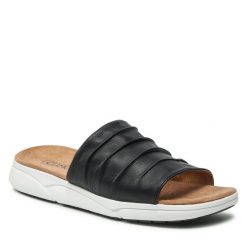 Klapki Caprice. Czarne klapki damskie Caprice, bez wzorów, bez obcasa, bez zapięcia. Za 219.99 zł.