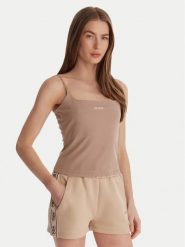 Guess Top V6GP18 K3470 Beżowy Regular Fit. Brązowe topy damskie Guess, xl, z aplikacjami, z syntetyku, bez kołnierzyka, bez ramiączek. Za 159.99 zł.