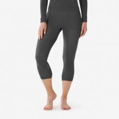 Legginsy termoaktywne narciarskie damskie Quechua BL 900 tech 3/4. Czarne bielizna sportowa damska WED'ZE, m, bez wzorów, z elastanu. Za 129.99 zł.