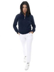 Bluza z bawełna z kieszenie na co dzień na siłownię. Niebieskie bluzy damskie LEONE 1947 APPAREL, xl, bez wzorów, z bawełny, bez ramiączek, bez kaptura. Za 248.39 zł.