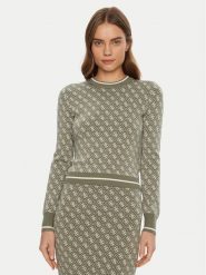 Guess Sweter W4BR21 Z37K0 Zielony Regular Fit. Zielone swetry nierozpinane damskie Guess, s, z aplikacjami, z syntetyku, bez kołnierzyka, bez ramiączek. Za 229.99 zł.