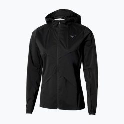 Kurtka do biegania damska Mizuno Tech Thermal Charge Hooded. Czarne kurtki sportowe damskie Mizuno, bez wzorów, bez ramiączek, bez kaptura, do biegania. Za 429.99 zł.