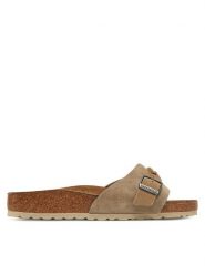 Birkenstock Klapki Oita 1028056 Brązowy. Brązowe klapki damskie Birkenstock, bez wzorów, ze skóry, bez obcasa, bez zapięcia. Za 539.99 zł.