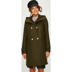 Tommy Hilfiger - Płaszcz. Zielone płaszcze damskie Tommy Hilfiger, bez wzorów, z kaszmiru, bez kołnierzyka, bez kaptura. W wyprzedaży za 999.90 zł.