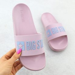 Klapki plażowe basenowe różowe Big Star SS274709. Czerwone klapki damskie BIG STAR, bez wzorów, z materiału, retro, bez obcasa, bez zapięcia. Za 79.99 zł.
