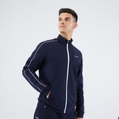 Kurtka do tenisa męska Artengo Soft. Niebieskie kurtki męskie ARTENGO, na zimę, l, bez wzorów, z bawełny, sportowe, bez kaptura. Za 129.99 zł.