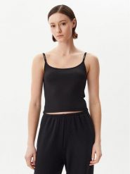 Calvin Klein Jeans Top Logo J20J225312 Czarny Slim Fit. Czarne topy damskie Calvin Klein Jeans, m, bez wzorów, z jeansu, bez kołnierzyka, bez ramiączek. Za 119.99 zł.