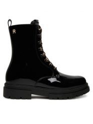 Tommy Hilfiger Trzewiki T4A5-34026-0775 D Czarny. Czarne botki damskie Tommy Hilfiger, bez wzorów, ze skóry, bez obcasa, na płaskiej podeszwie, bez zapięcia. Za 509.99 zł.
