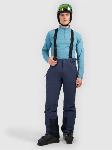 4F Spodnie narciarskie z szelkami membrana 5000 męskie - granatowe XXL. Niebieskie spodnie sportowe męskie 4F, m, bez wzorów, z materiału, narciarskie. Za 299.99 zł.