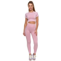 Różowy Damski Komplet Top+Legginsy Moraj. Czerwone legginsy damskie Moraj, bez wzorów, z materiału. Za 119.00 zł.
