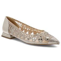 Baleriny damskie S.Barski, cholewka ze skóry ekologicznej z eleganckimi dodatkami na płaskim obcasie, złote, SR61-0104. Żółte sukienki damskie S.BARSKI, na co dzień, s, w ażurowe wzory, ze skóry ekologicznej, eleganckie, bez kołnierzyka, bez ramiączek, proste. Za 199.00 zł.