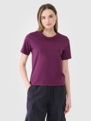 4F T-shirt regular gładki damski - fioletowy XS. Fioletowe t-shirty damskie 4F, xs, bez wzorów, z bawełny, klasyczne, bez kołnierzyka, bez ramiączek. W wyprzedaży za 29.99 zł.