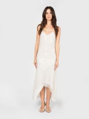 Patrizia Pepe Sukienka | 8A1203/A302 | Kobieta | Biały. Białe sukienki damskie Patrizia Pepe, na co dzień, l, bez wzorów, z materiału, eleganckie, z asymetrycznym kołnierzem, bez ramiączek, asymetryczne. W wyprzedaży za 649.00 zł.