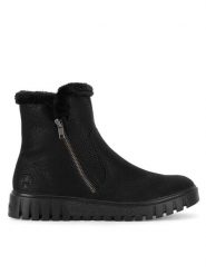 Rieker Botki Y3481-00 Czarny. Czarne botki damskie Rieker, bez wzorów, z materiału, bez obcasa, na płaskiej podeszwie, bez zapięcia. Za 258.99 zł.