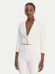 Elisabetta Franchi Marynarka GI-222-61E2-V420 Biały Regular Fit. Białe marynarki i żakiety damskie Elisabetta Franchi, bez wzorów, z syntetyku, bez kołnierzyka, bez ramiączek. Za 1,789.00 zł.