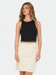 ONLY Top Shelly 15325019 Czarny Slim Fit. Czarne topy damskie ONLY, xs, bez wzorów, z bawełny, bez kołnierzyka, bez ramiączek. Za 59.99 zł.