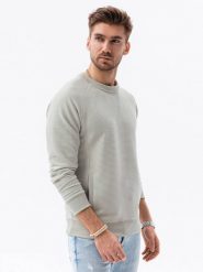 Bluza męska bez kaptura - kremowa V8 - Rozmiar: XXL. Szare bluzy męskie Ombre Clothing, m, bez wzorów, z bawełny, bez ramiączek, bez kaptura. W wyprzedaży za 29.99 zł.