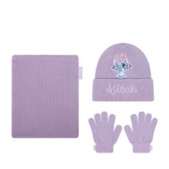 Komplet czapka, komin i rękawiczki Disney Classics. Fioletowe czapki damskie Disney Classics, bez wzorów. Za 69.99 zł.