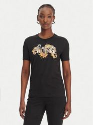 Versace Jeans Couture T-Shirt 80HAHE02 CJ00E Czarny Regular Fit. Czarne t-shirty damskie Versace Jeans Couture, xl, bez wzorów, z bawełny, bez kołnierzyka, bez ramiączek. Za 390.99 zł.