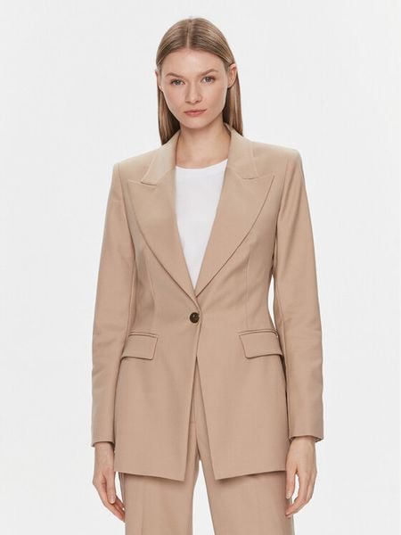 IVY OAK Marynarka IO119086 Beżowy Regular Fit. Brązowe marynarki i żakiety damskie IVY & OAK, bez wzorów, z wiskozy, bez kołnierzyka, bez ramiączek. Za 1,019.00 zł.