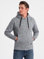 Bluza męska nierozpinana kangurka z kapturem - szary melanż V1 B1675 M. Szare bluzy sportowe męskie Ombre, m, bez wzorów, z kapturem. Za 181.54 zł.