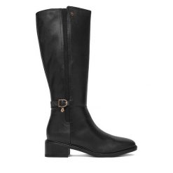 Kozaki MEXX. Czarne kozaki damskie Mexx, bez wzorów, bez obcasa, na płaskiej podeszwie, bez zapięcia. Za 599.99 zł.