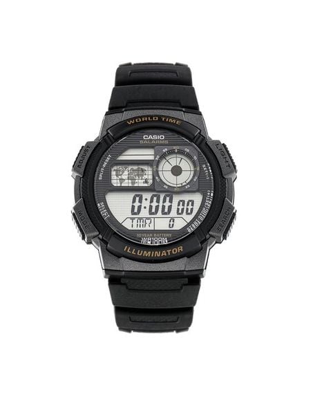 Casio Zegarek AE-1000W-1AVEF Czarny. Czarne, cyfrowe zegarki męskie Casio, bez wzorów. Za 199.99 zł.