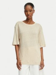 BOSS T-Shirt C_Emma 50556387 Beżowy jasny Regular Fit. Brązowe t-shirty damskie Boss, m, bez wzorów, ze lnu, bez kołnierzyka, bez ramiączek. Za 319.99 zł.