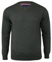 Sweter Szary, Elegancki Męski Bawełniany (V-neck) - Dekolt w Serek. Szare swetry męskie Adriano Guinari, m, bez wzorów, z bawełny, biznesowe, bez kołnierzyka, bez ramiączek. Za 159.00 zł.