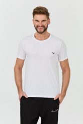 EMPORIO ARMANI Biały t-shirt basique. Białe t-shirty męskie Emporio Armani, l, bez wzorów, bez kołnierzyka, bez ramiączek. W wyprzedaży za 170.99 zł.