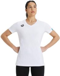 Arena ARENA KOSZULKA WOMEN'S TEAM T-SHIRT PANEL WHITE 004892/100 M. Białe bluzki damskie ARENA, m, bez wzorów, bez kołnierzyka, bez ramiączek. Za 97.02 zł.