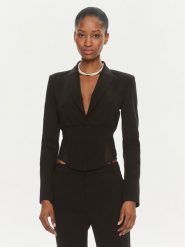 Pinko Marynarka Goldrake Giacca . 101717 A13E Czarny Slim Fit. Czarne marynarki i żakiety damskie Pinko, bez wzorów, z wiskozy, bez kołnierzyka, bez ramiączek. Za 2,399.00 zł.