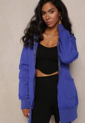 Granatowa Rozsuwana Bluza z Kapturem Malunani. Niebieskie bluzy damskie Renee, s, bez wzorów, bez ramiączek, z kapturem. Za 49.99 zł.
