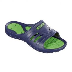 Klapki Beco unisex zielone i ciemnoniebieskie. Niebieskie klapki damskie 47 Brand, bez wzorów, z tworzywa sztucznego, bez zapięcia. Za 195.99 zł.