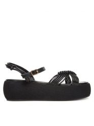 Roxy Sandały 2777019 Czarny. Czarne sandały damskie Roxy, bez wzorów, z materiału, bez obcasa, na koturnie, bez zapięcia. Za 127.99 zł.