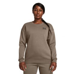 Bluza damska Under Armour Essential Fleece Crew. Brązowe bluzy damskie Under Armour, l, bez wzorów, sportowe, bez ramiączek, bez kaptura. Za 209.99 zł.