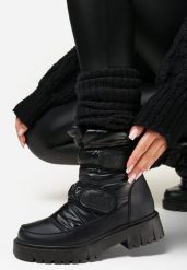 Czarne Śniegowce na Rzepy Theman. Czarne śniegowce damskie Born2be, za kostkę, bez zapięcia. Za 119.99 zł.