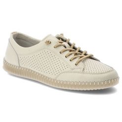 Półbuty damskie Vinceza, cholewka ze skóry naturalnej na płaskiej podeszwie z klasycznym sznurowaniem, beżowe, 79598. Brązowe półbuty damskie VINCEZA, bez wzorów, ze skóry, klasyczne, bez obcasa, na płaskiej podeszwie, bez zapięcia. Za 169.00 zł.