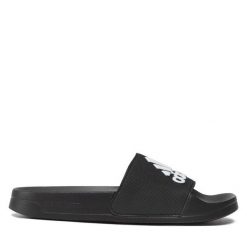 Klapki adidas. Czarne klapki damskie Adidas, bez wzorów, sportowe, bez obcasa, bez zapięcia. Za 129.99 zł.