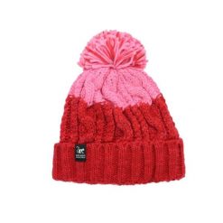Czapka z pomponem – rozmiar uniwersalny – podszewka – unisex (czerwony/różowy). Czerwone czapki damskie SURF MONKEY, bez wzorów, z materiału. Za 179.95 zł.