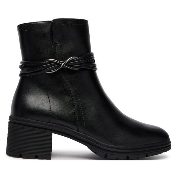 Botki Tamaris. Czarne botki damskie Tamaris, bez wzorów, bez obcasa, na słupku, bez zapięcia. Za 499.99 zł.