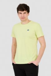 LA MARTINA Żółty t-shirt z małym logo. Żółte t-shirty męskie La Martina, m, bez wzorów, bez kołnierzyka, bez ramiączek. W wyprzedaży za 189.99 zł.