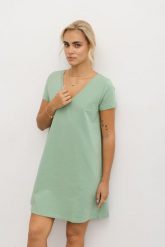 SUKIENKA MARIKA SZAŁWIA M - Flawless. Sukienki damskie Flawless, na co dzień, na lato, m, bez wzorów, z bawełny, klasyczne, bez kołnierzyka, bez ramiączek, mini, w kształcie A. Za 81.00 zł.