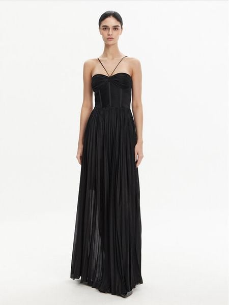 PINKO Sukienka wieczorowa 104994 A2DM Czarny Regular Fit. Czarne sukienki damskie Pinko, xl, bez wzorów, z syntetyku, wizytowe, bez kołnierzyka, bez ramiączek. Za 1,379.00 zł.