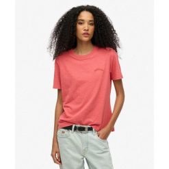 Koszulka Essential Logo Wyprana. Czerwone bluzki damskie Superdry, bez wzorów, bez kołnierzyka, bez ramiączek. Za 122.85 zł.