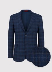 PAKO LORENTE – Granatowa marynarka w drobną kratkę. Garnitury męskie Pako Lorente, m, bez wzorów, z elastanu, casualowe. Za 699.99 zł.